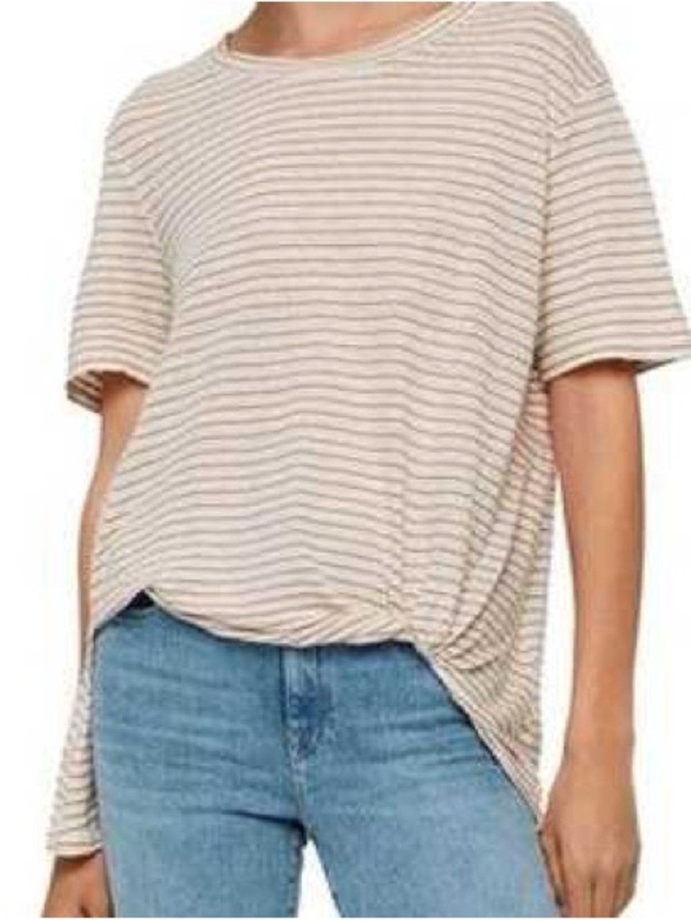 All Saints Wilma Stripe t shirt Ecru white and orange